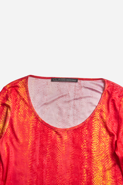 Roberto Cavalli Red Orange Mermaid Print Set