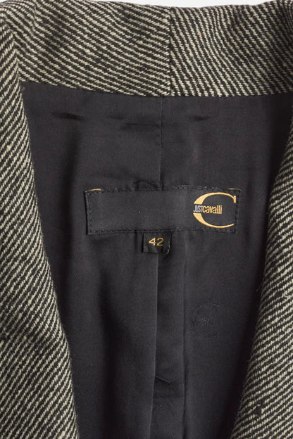 Cavalli Grey Wool Cropped Blazer