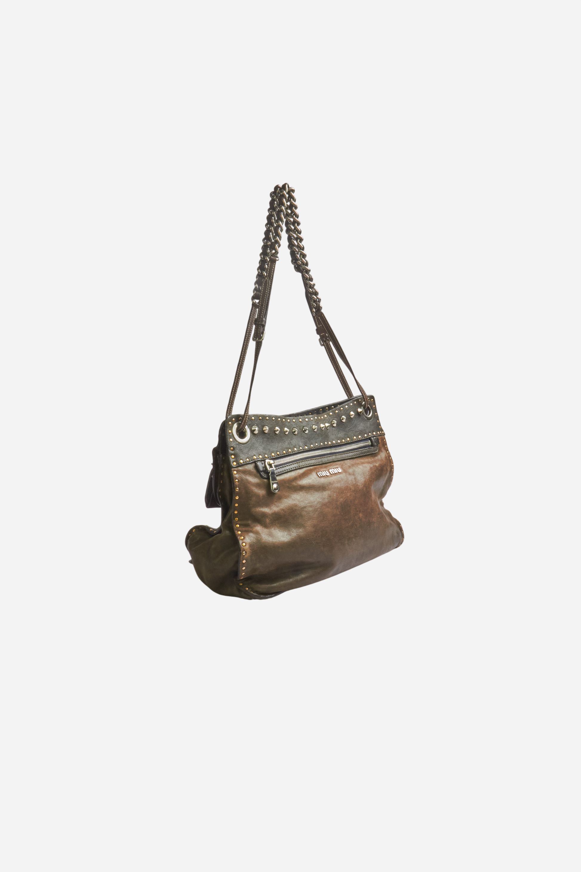 Miu Miu Matelasse Brown Leather Bag