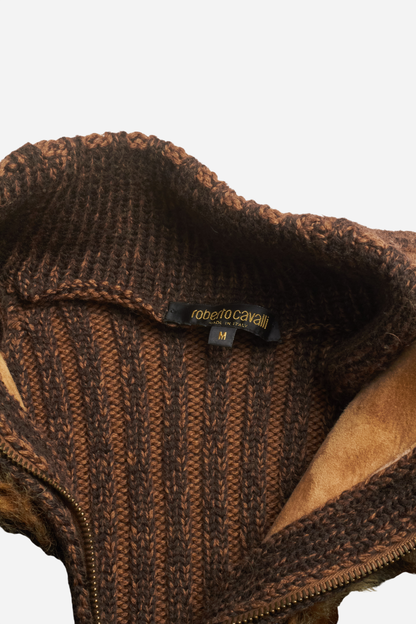 Roberto Cavalli Brown Fur Zipup