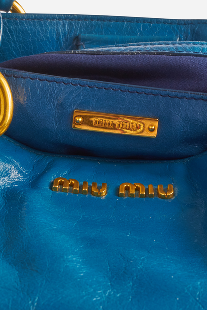 Miu Miu Blue Vitello Leather Bag