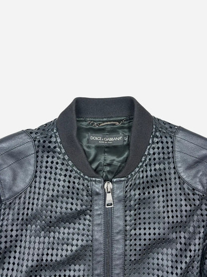 Dolce & Gabbana Black Leather Perforated Jacket
