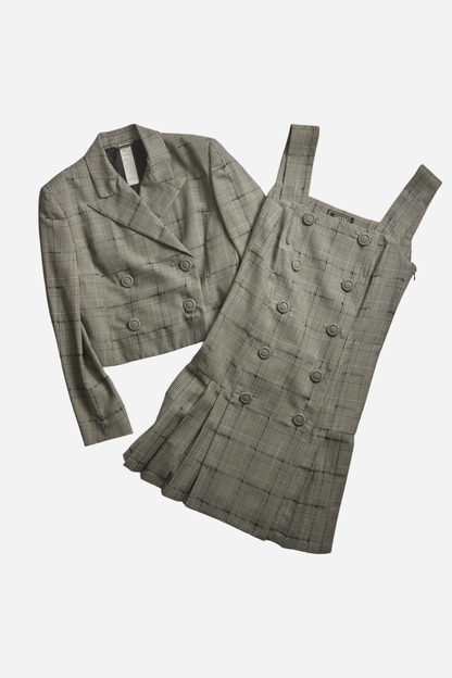 Gianni Versace S/S94 Runway Look 12 Gray Plaid Set (Worn by Naomi Campbell)