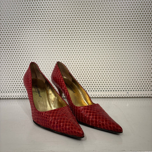 Dolce & Gabbana red python heels