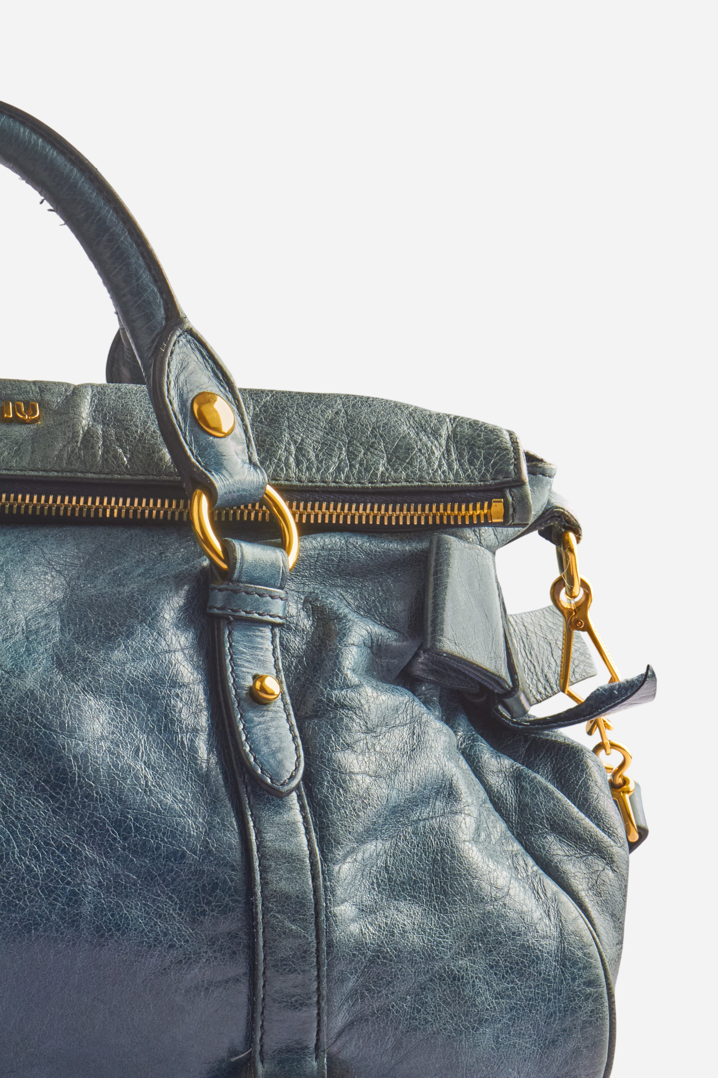 Miu Miu Blue Leather Bow Bag
