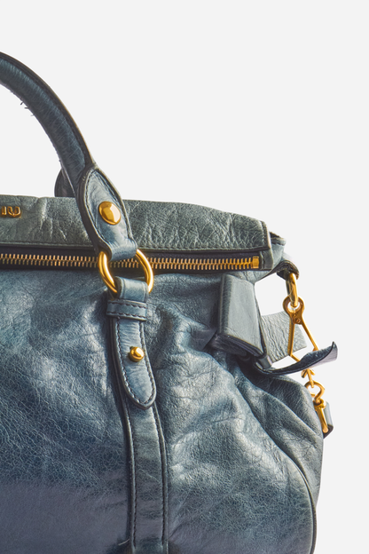 Miu Miu Blue Leather Bow Bag