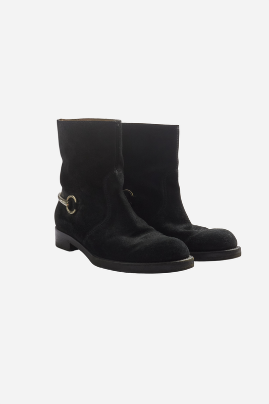 Gucci Black Suede Horstebit Boots