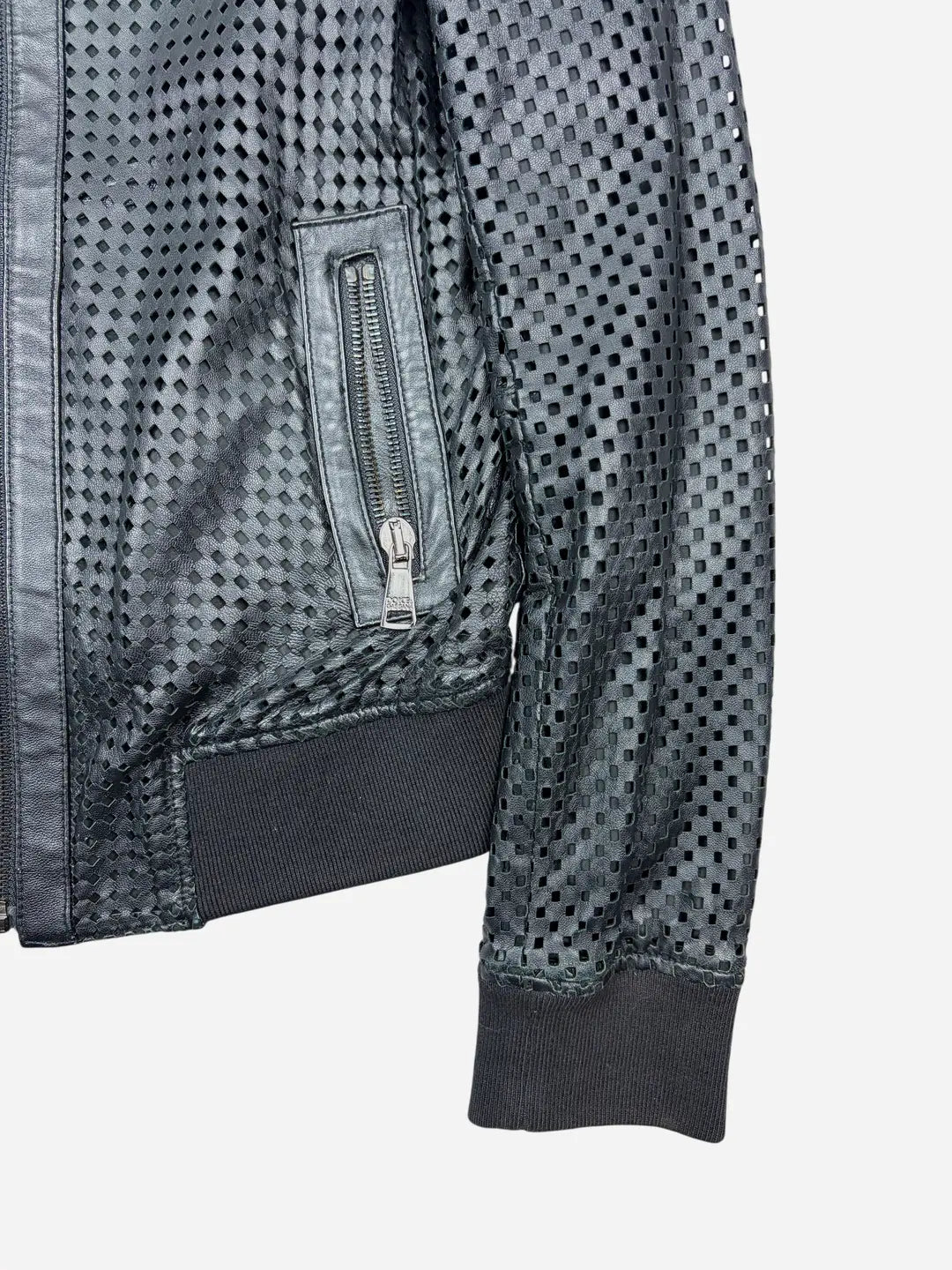 Dolce & Gabbana Black Leather Perforated Jacket