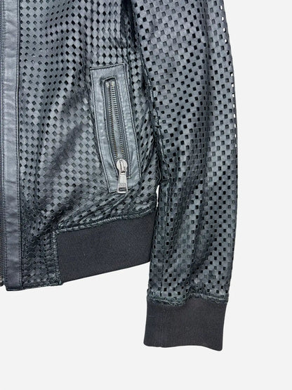 Dolce & Gabbana Black Leather Perforated Jacket