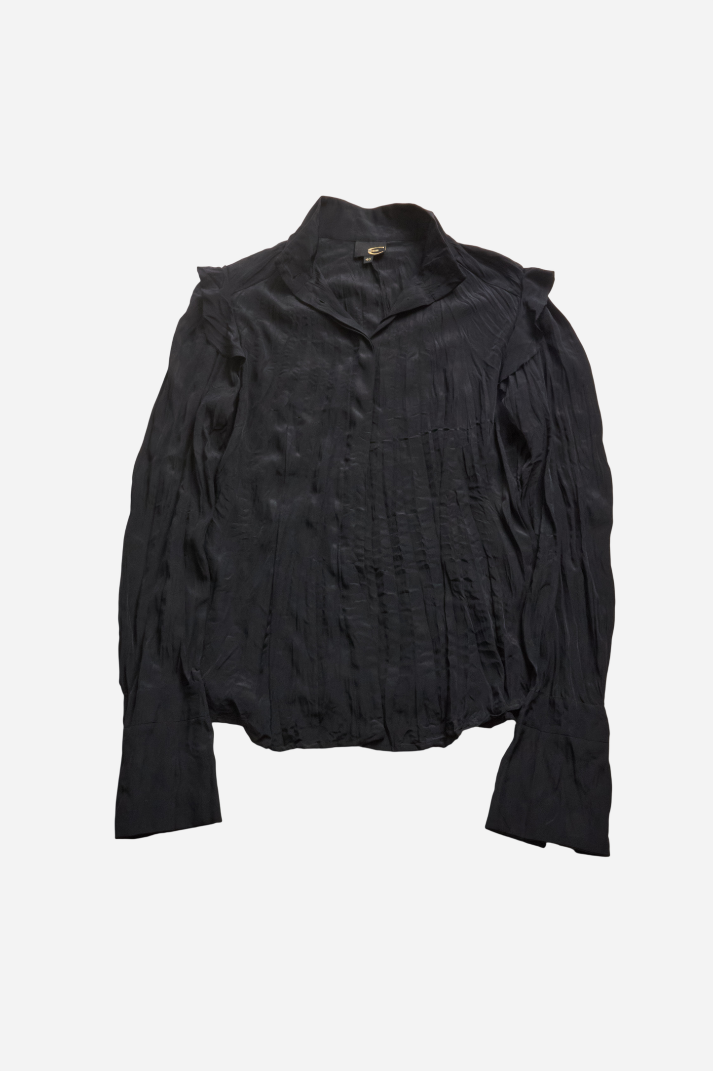 Cavalli Black Black Pleated shirt