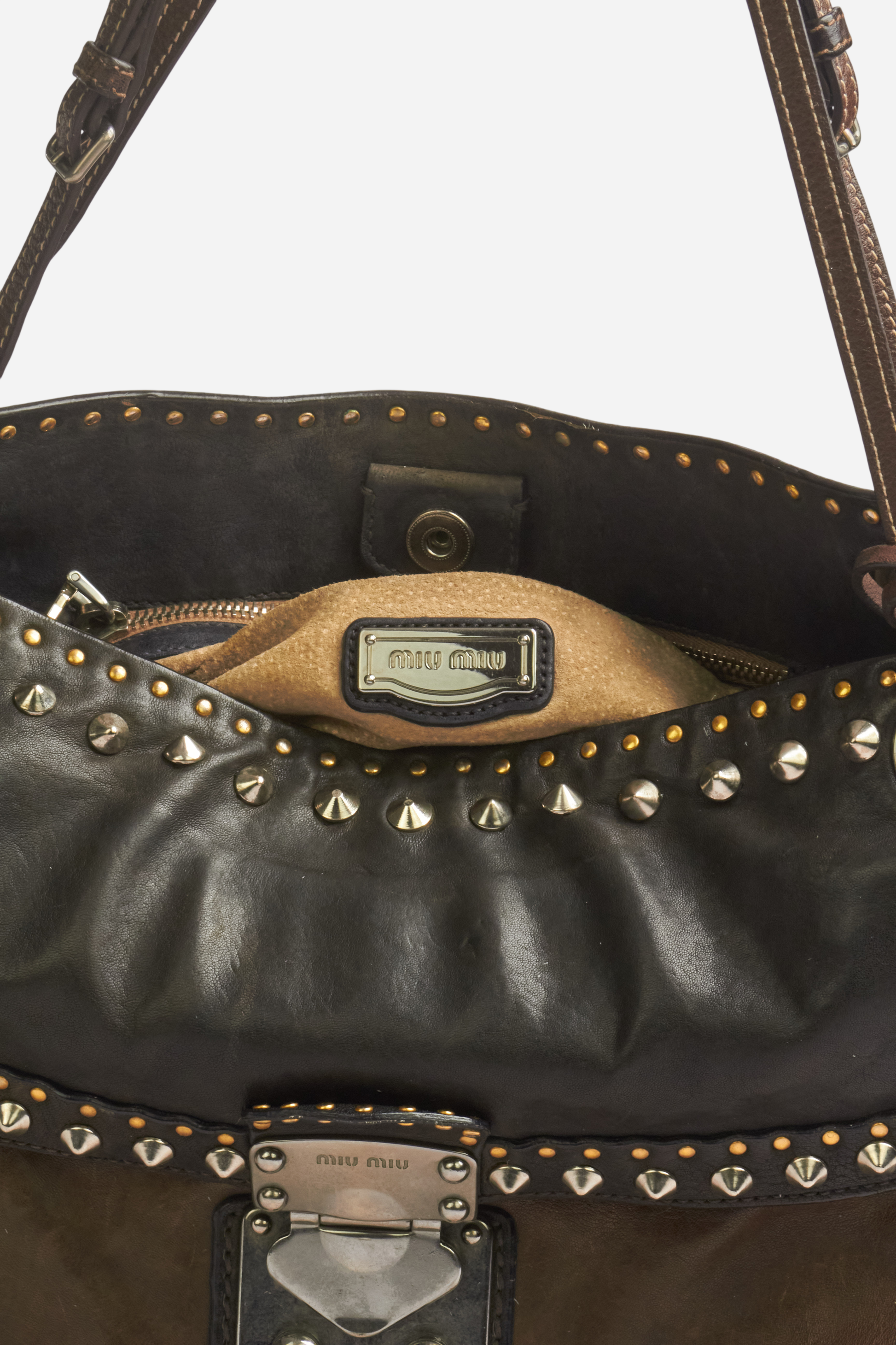 Miu Miu Matelasse Brown Leather Bag