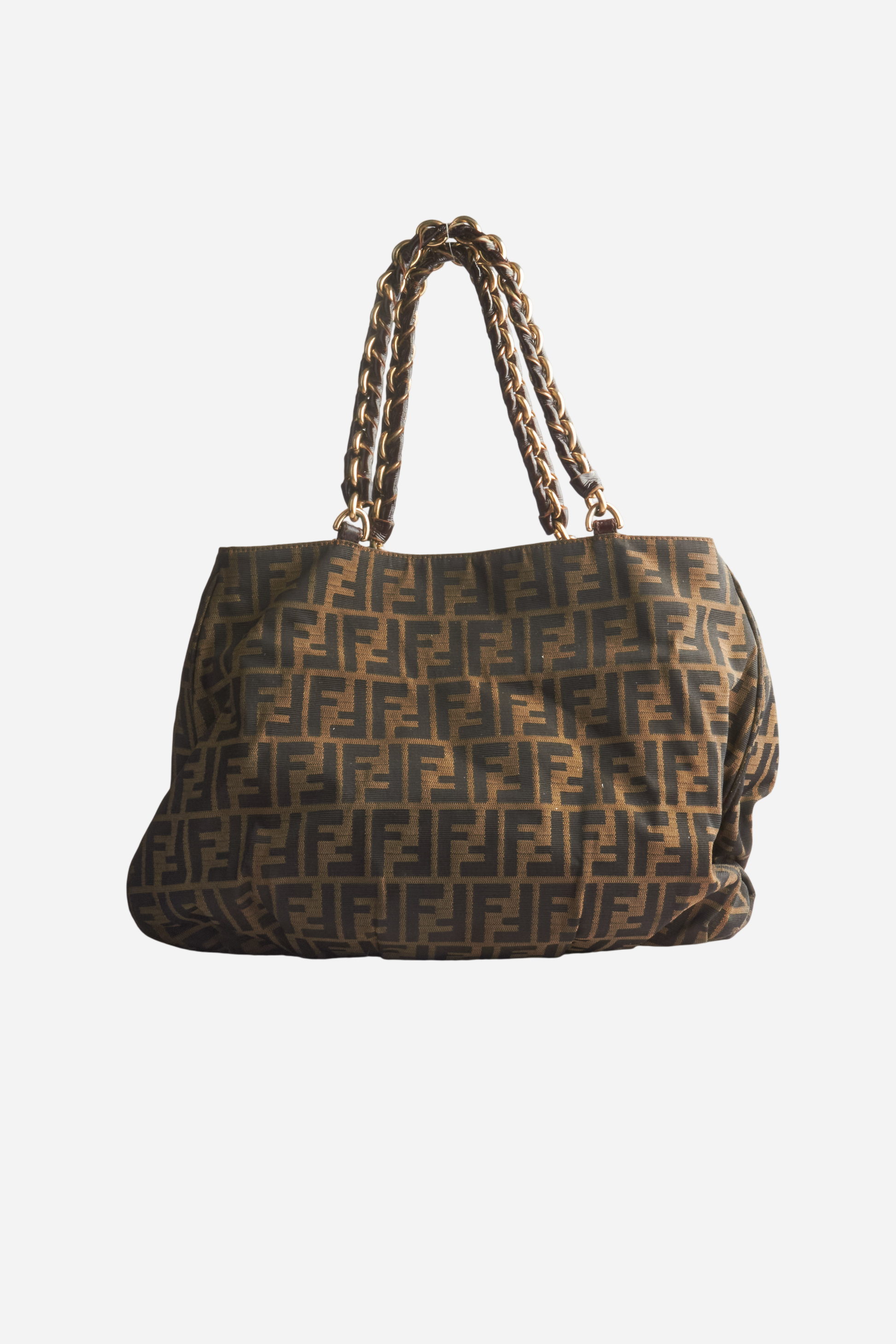 Fendi Brown Zucca Mia Chain Shoulder Bag