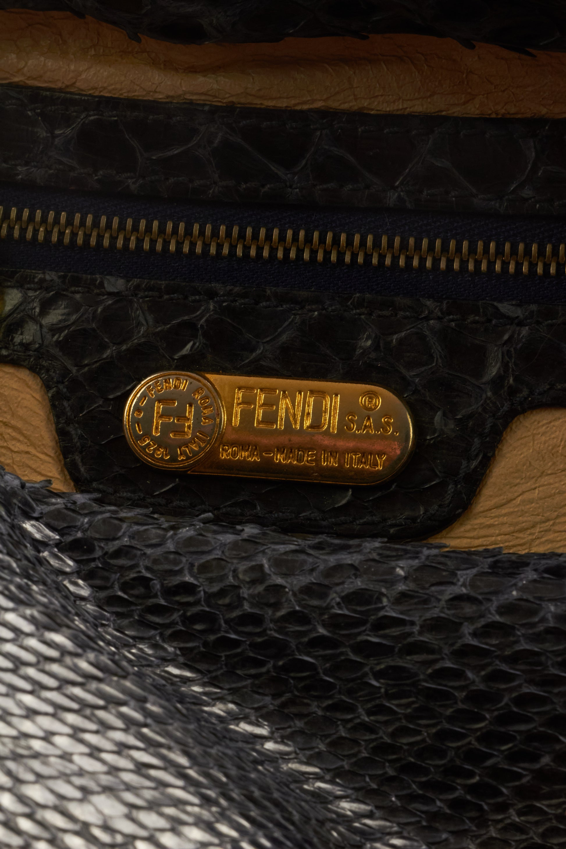 Fendi Black Python Leather Bag