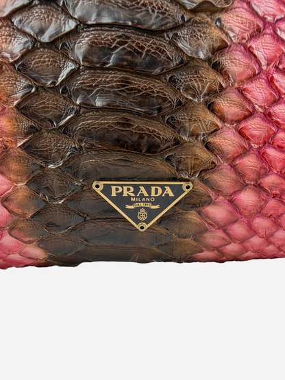 Prada 2004 Pink Brown Python Leather Bag