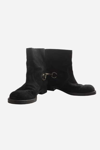 Gucci Black Suede Horstebit Boots