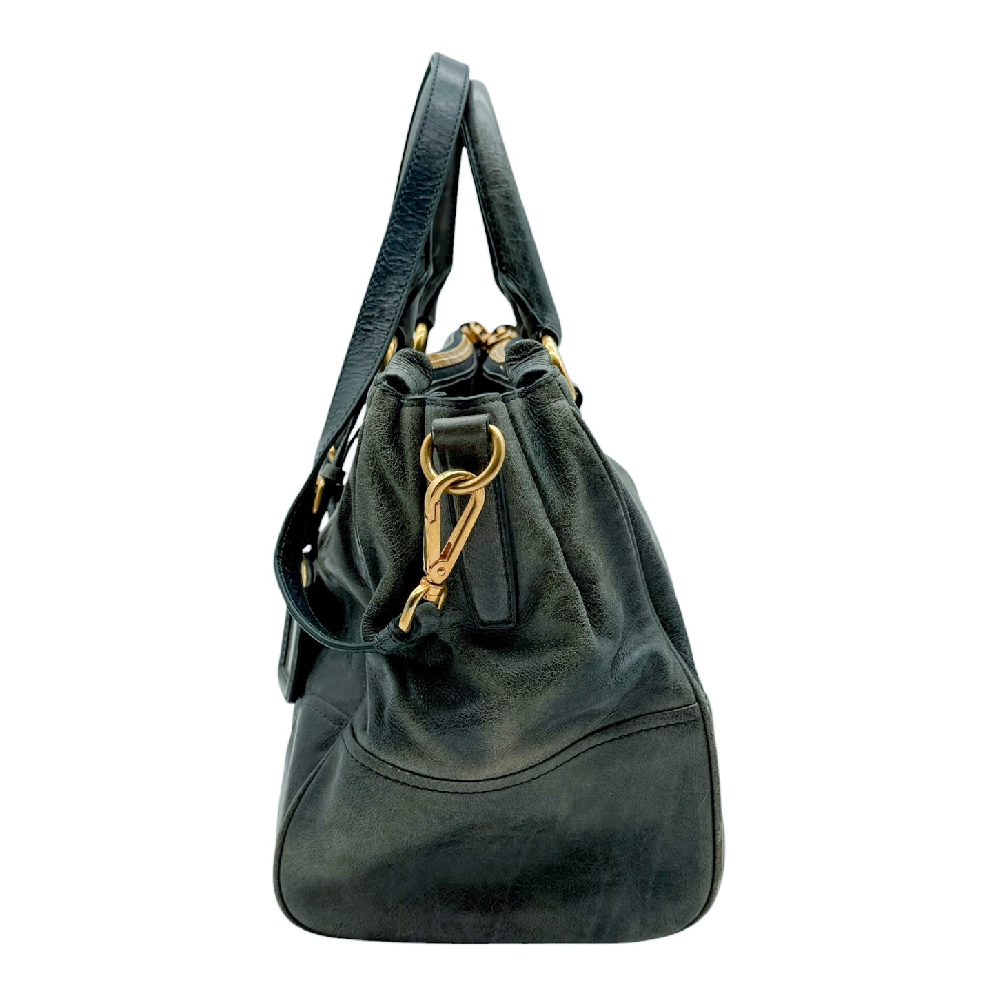 Prada Emerald Green Vitello Leather Bag