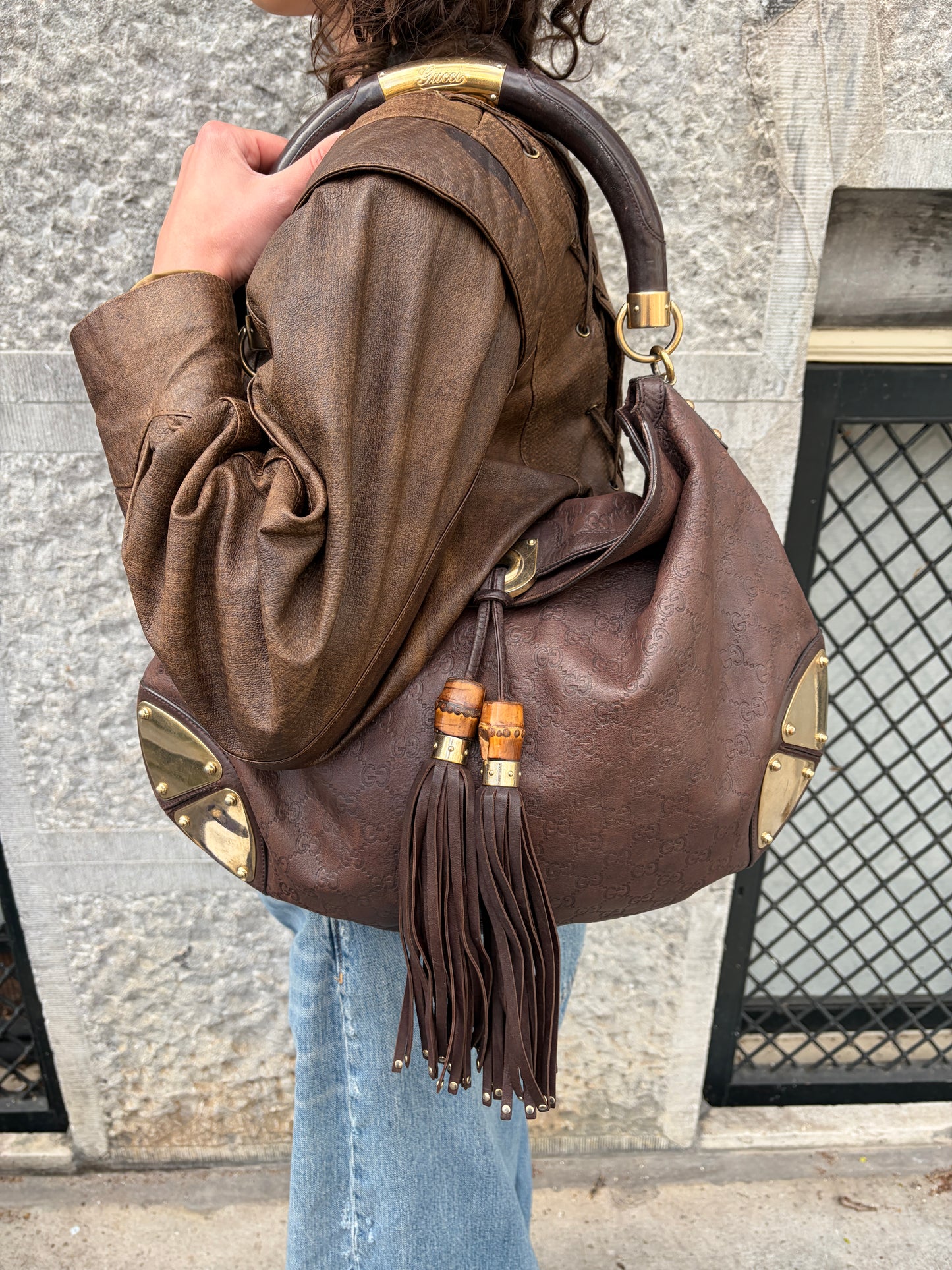 Gucci Brown Indy Leather Bag