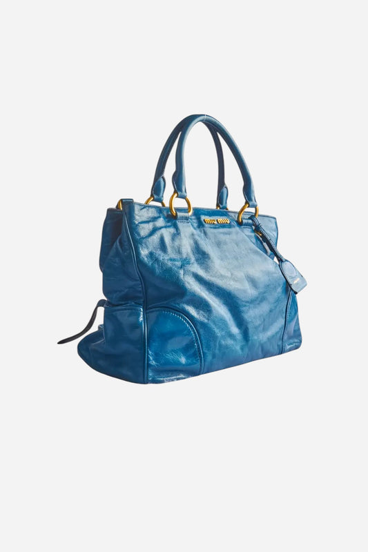 Miu Miu Blue Vitello Leather Bag