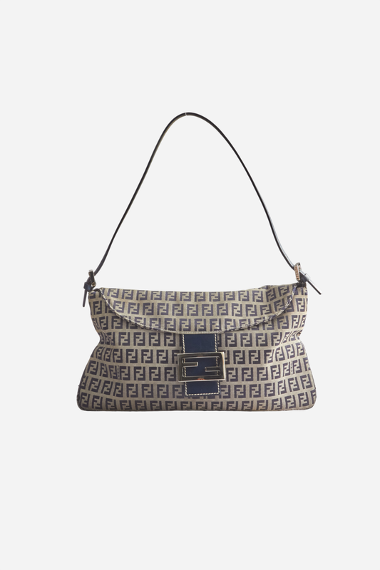 Fendi Navy Zucchino Mamma Baguette Bag