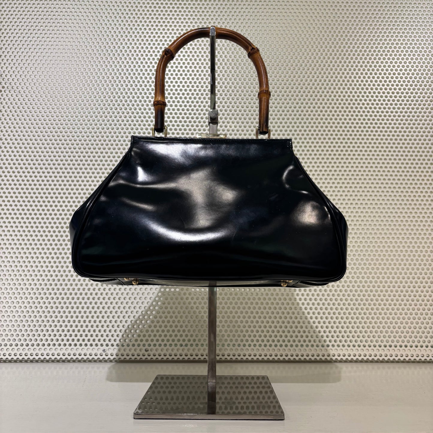 Gucci black bamboo bag 1995
