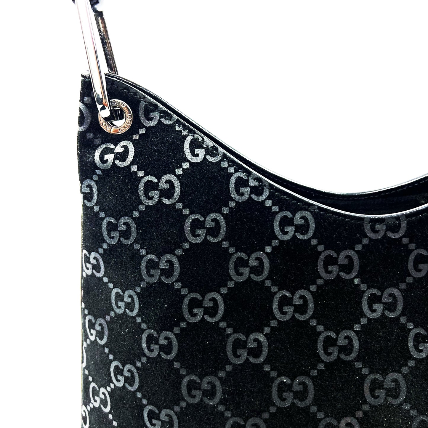 90s Gucci black bamboo monogram bag