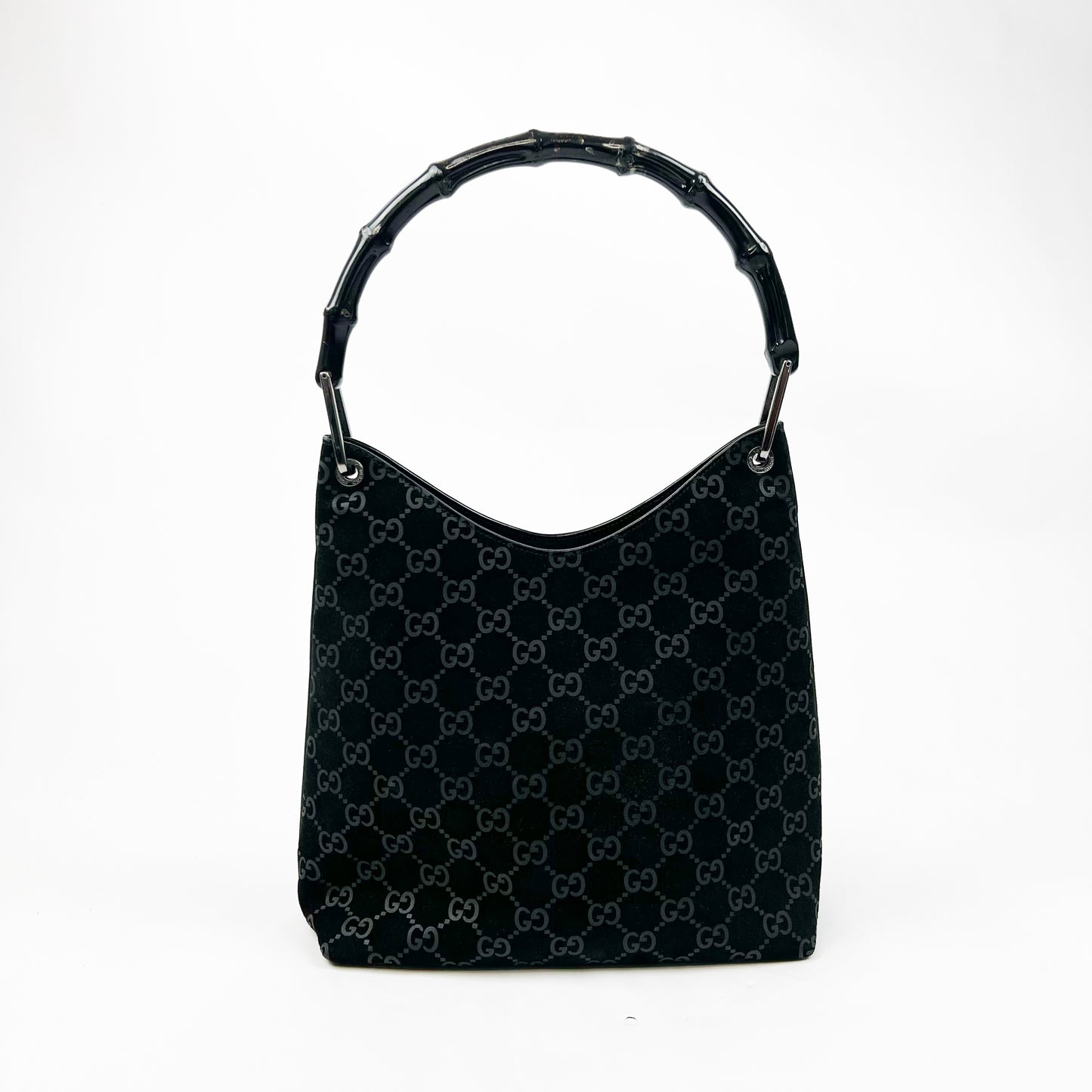 90s Gucci black bamboo monogram bag