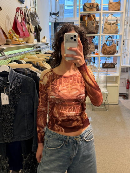 Jean Paul Gaultier S/S01 Diablo Print Mesh Top