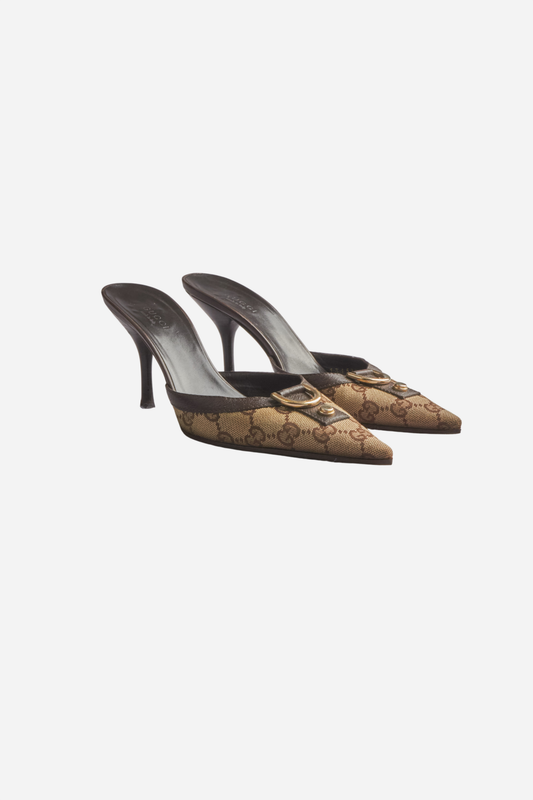Gucci Beige Monogram Abbey Heels
