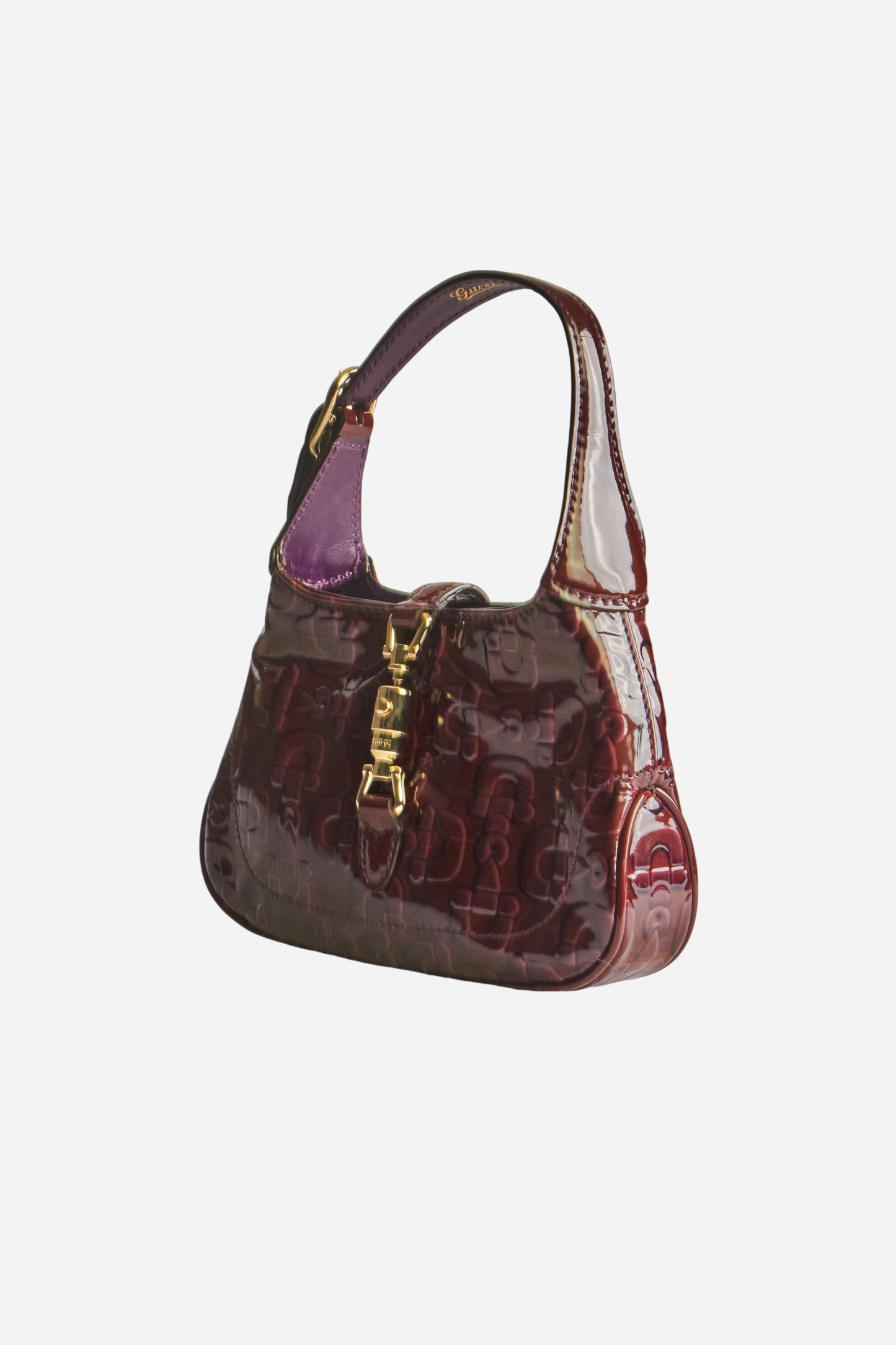Gucci Burgundy Horsebit Print Mini Jackie Bag