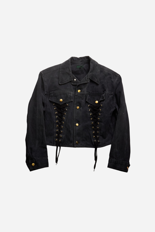 Jean Paul Gaultier Black Laced Denim Jacket