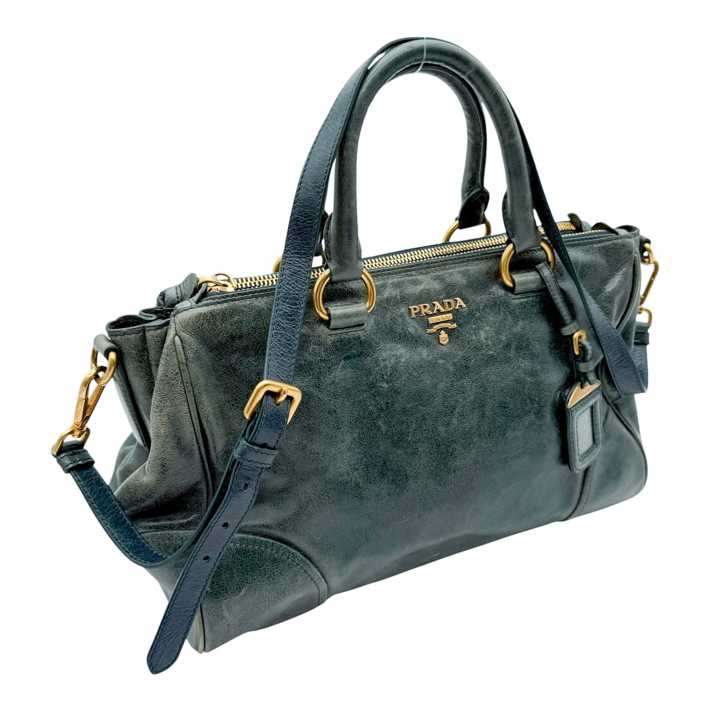 Prada Emerald Green Vitello Leather Bag