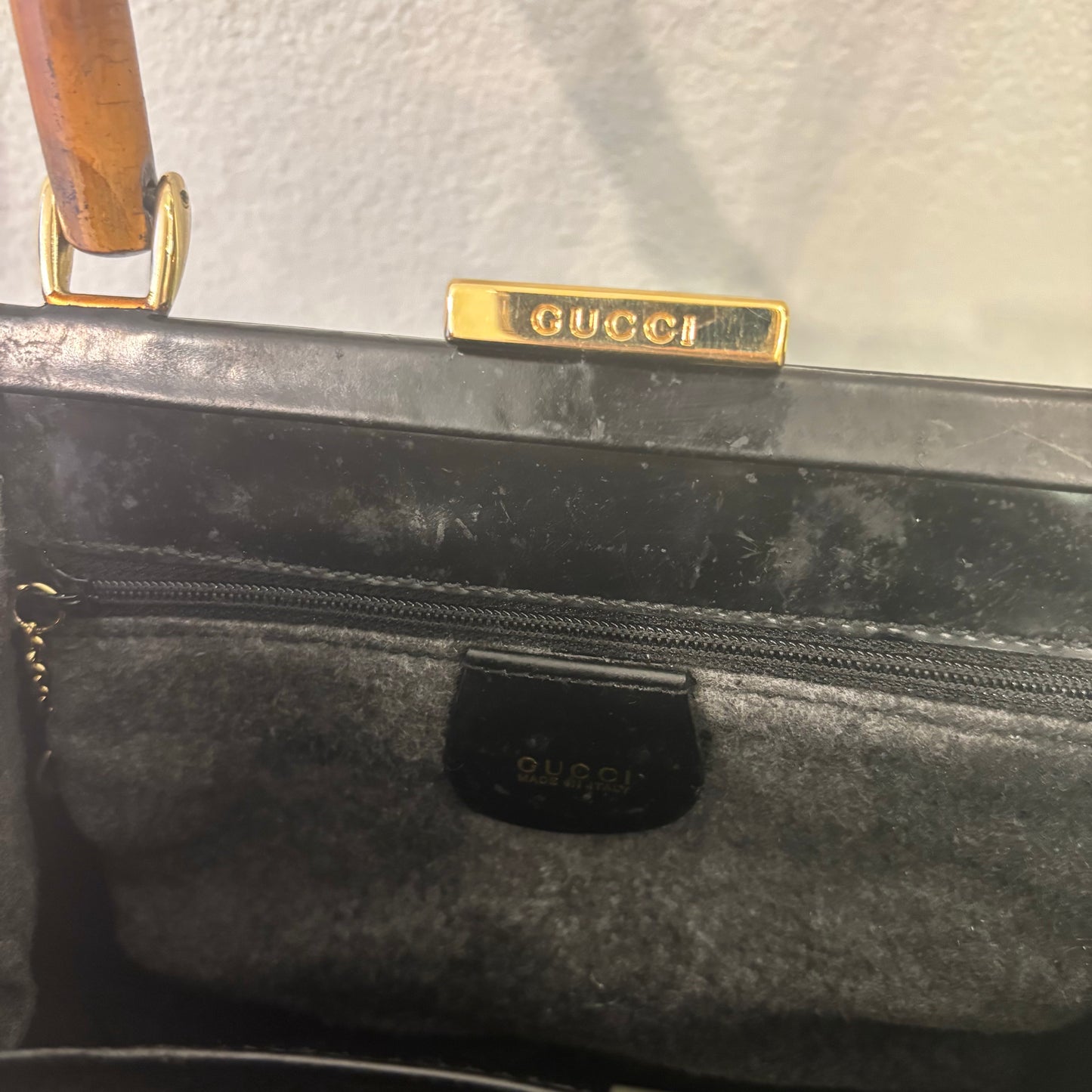 Gucci black bamboo bag 1995