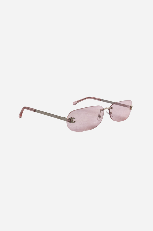 Chanel Pink Rimless Sunglasses