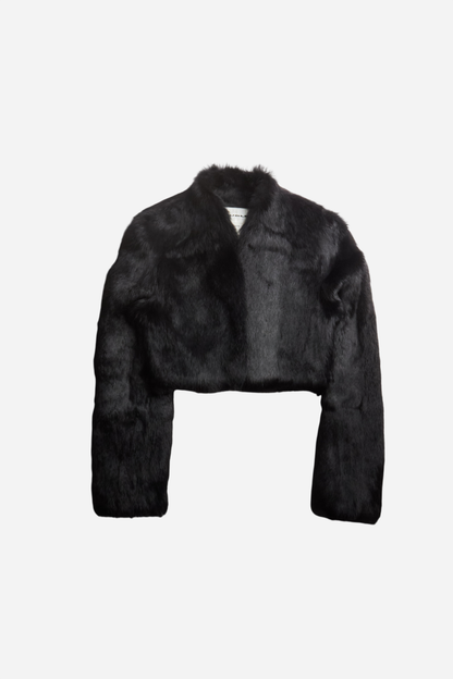 Mugler Black Rabbit Fur Jacket