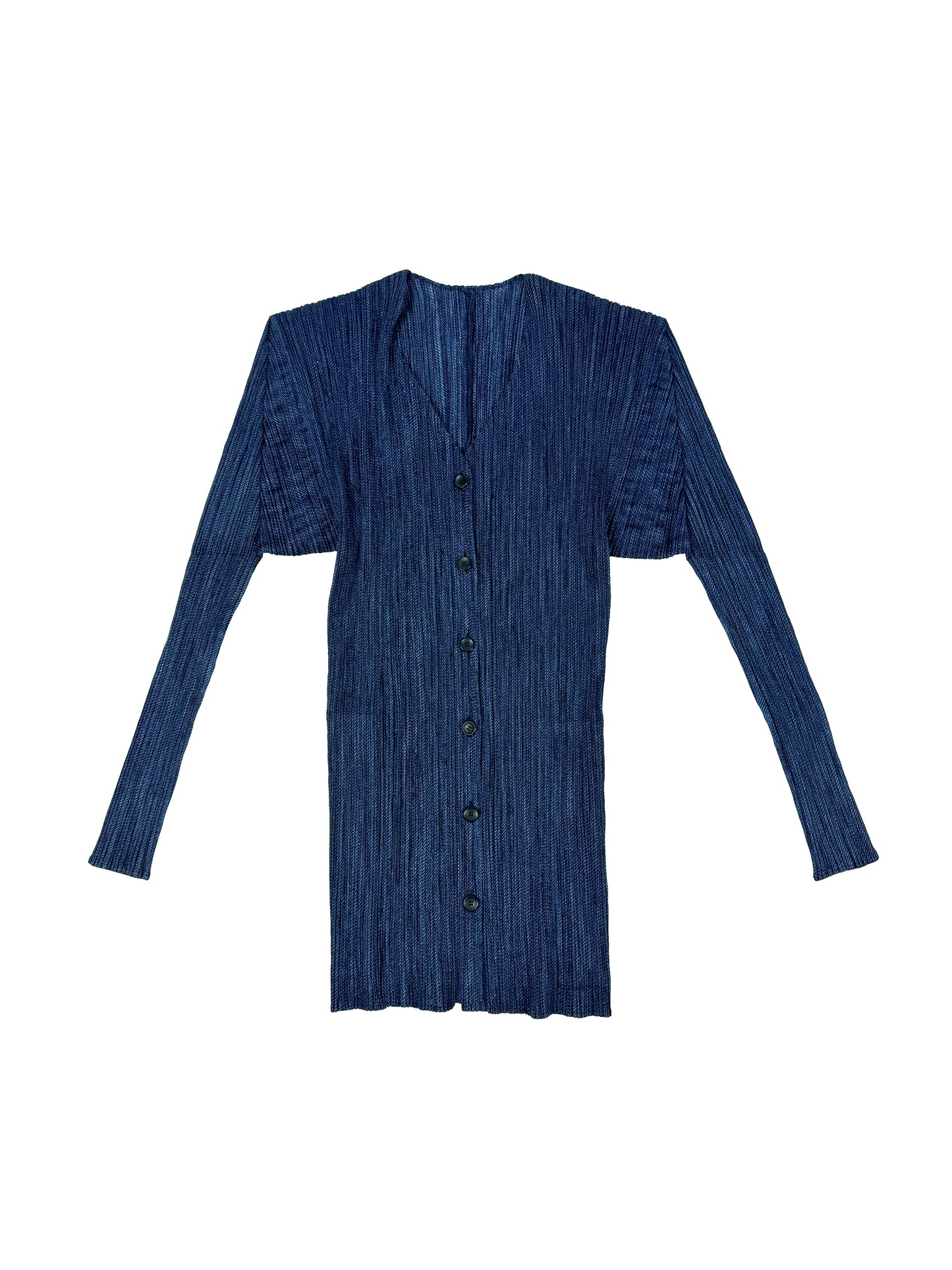 Denim Print Pleated Cardigan