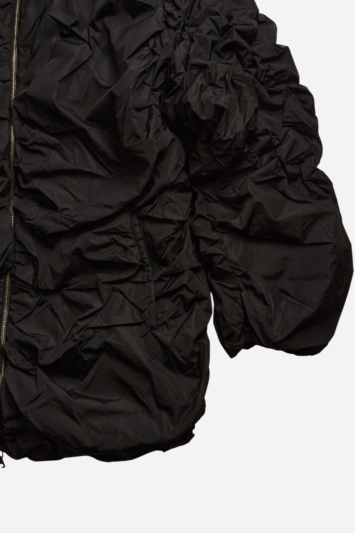 Prada Black Nylon Crinkled Hooded Jacket
