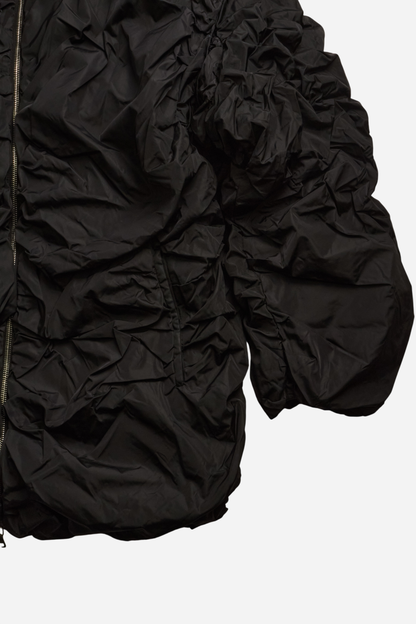 Prada Black Nylon Crinkled Hooded Jacket