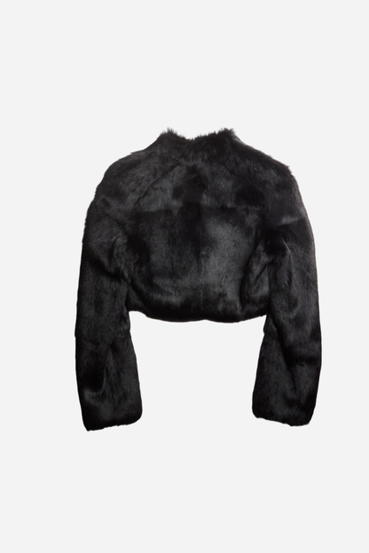 Mugler Black Rabbit Fur Jacket