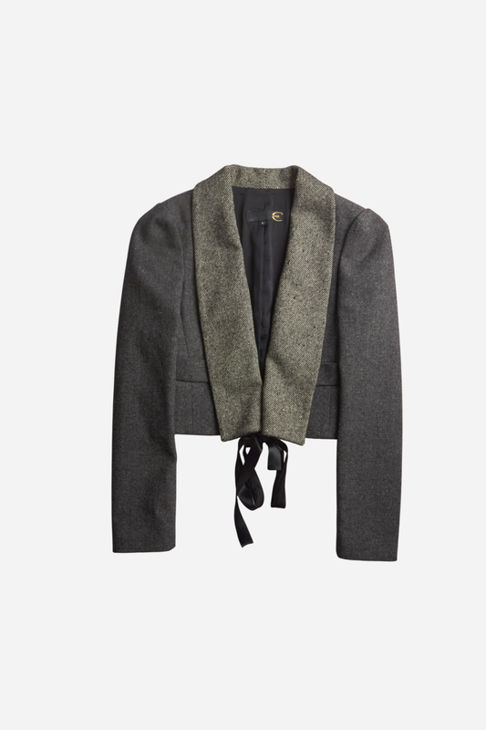Cavalli Grey Wool Cropped Blazer