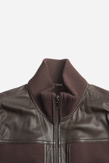 Dolce & Gabbana Brown Leather Hybrid Jacket