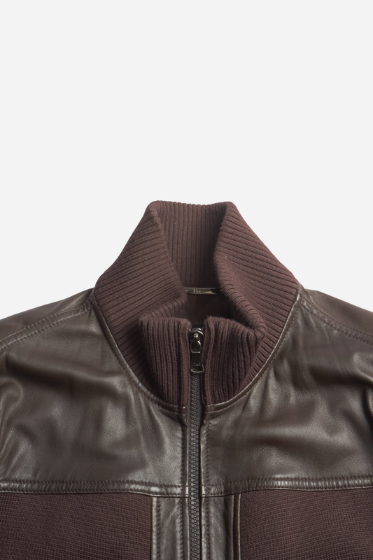 Dolce & Gabbana Brown Leather Hybrid Jacket