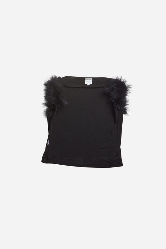 Moschino Black Faux Fur Top