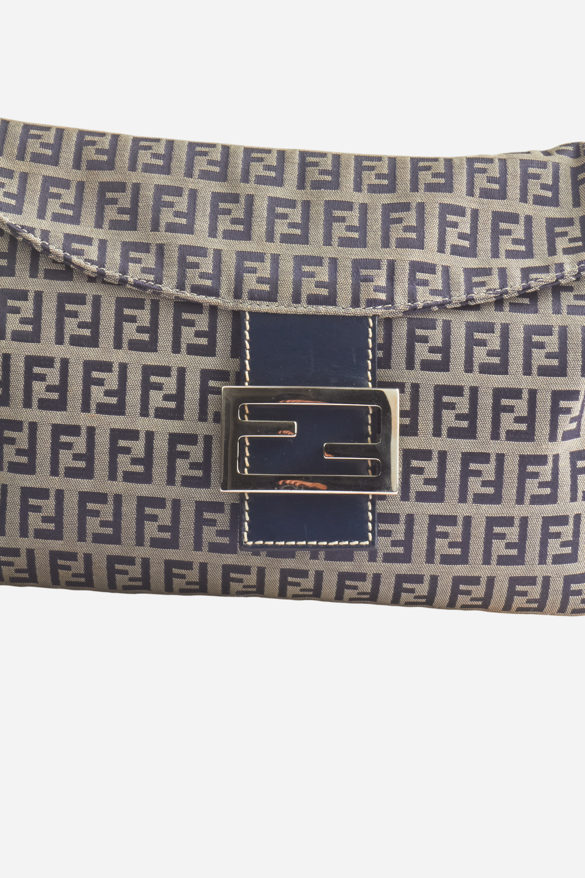 Fendi Navy Zucchino Mamma Baguette Bag