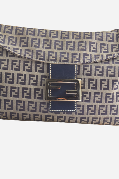 Fendi Navy Zucchino Mamma Baguette Bag