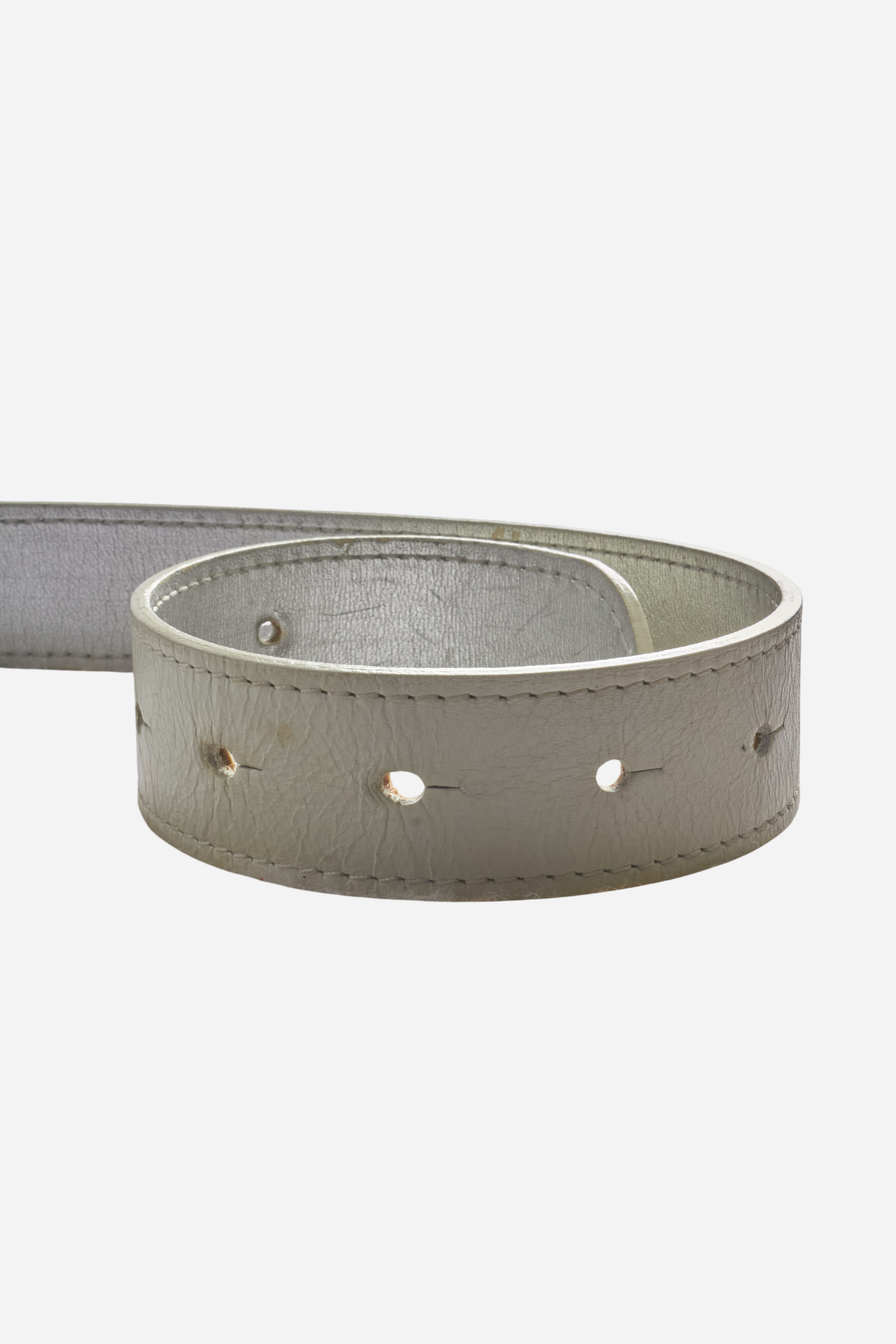 Dolce & Gabbana White Leather Gold Glitter Belt