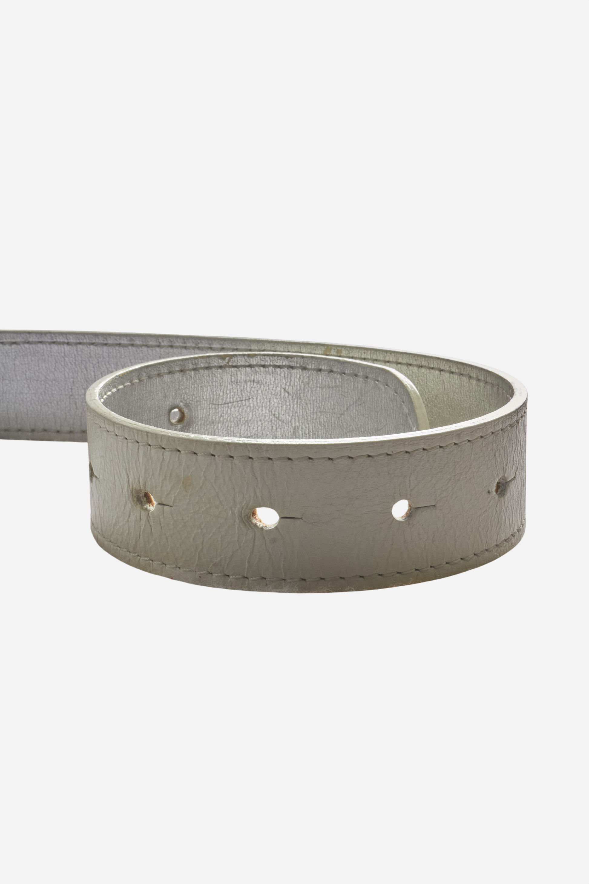 Dolce & Gabbana White Leather Gold Glitter Belt