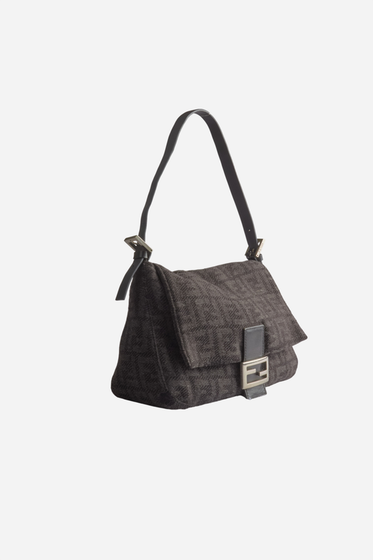 Fendi Grey Wool Monogram Big Mamma Bag