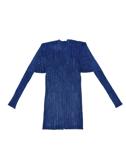 Denim Print Pleated Cardigan