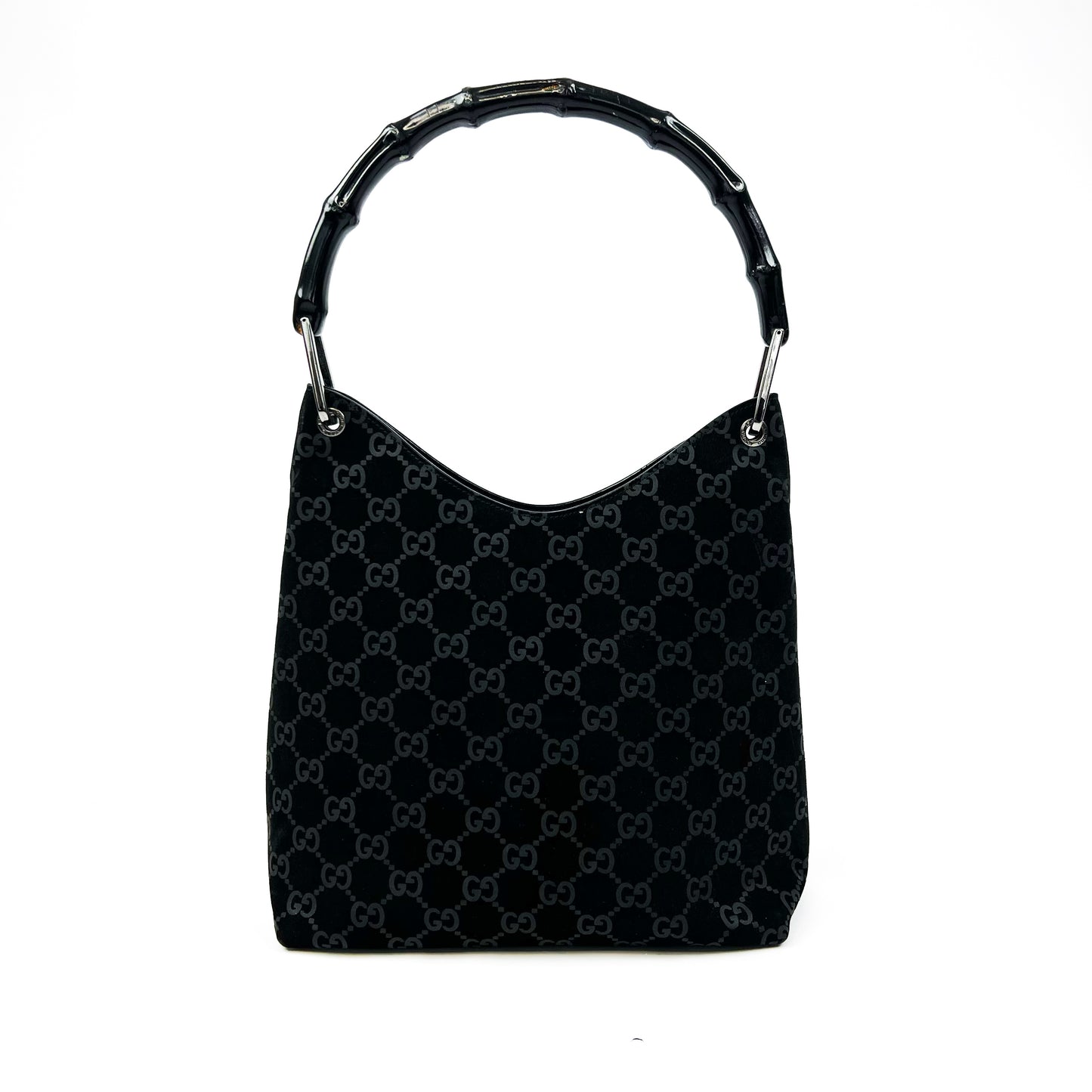 90s Gucci black bamboo monogram bag