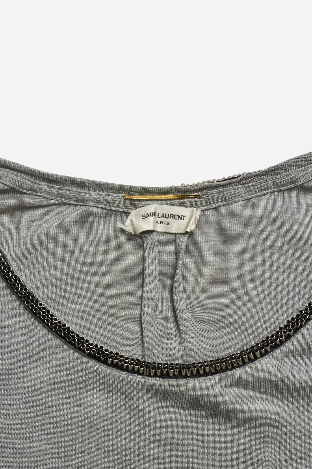 Saint Laurent Paris Grey Metal Details Tee